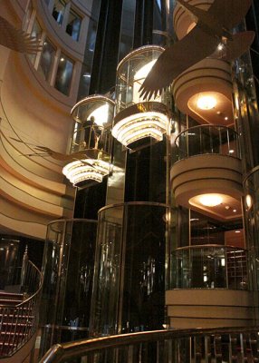 A couple of the ship's elevators