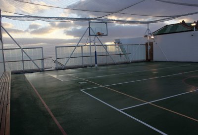 Basketball court at sunrise