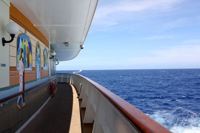View from the seventh-deck's narrow walkway