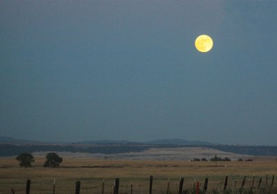Full moon over Oroville-Chico Hwy., Durham