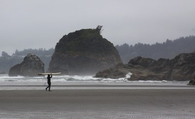 Surfer at Moonstone Beach, north of McKinleyville