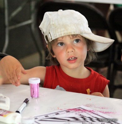 Making art in the Kids Tent