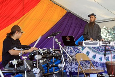 Local rap/hip-hop vet Hap Hathaway (right) and Chico School of Rock student