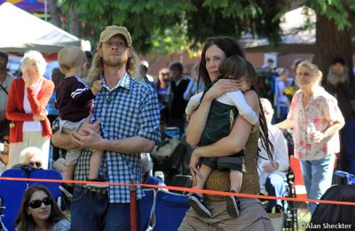 Two generations take in the proceedings