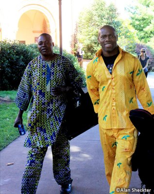 Members of the Nigerian Brothers make their way to the Sycamore Stage (Soji Odukogbe on right)