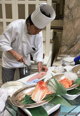 Freshly cut sashimi at Palace Hotel brunch