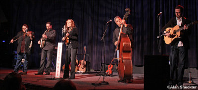 Rhonda Vincent & the Rage: Hunter Berry (from left), Aaron McDaris, Vincent, Mickey Harris, Ben Helson