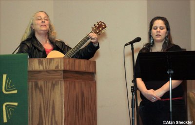 Mary Battaglia and Alynn Brutsman perform a duet, including Lean on Me