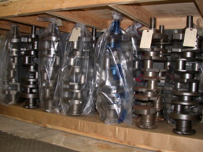 Crankshafts awaiting homes.