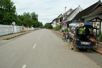 The Peaceful Streets...My Bicycle in front of the Tuk-Tuk
