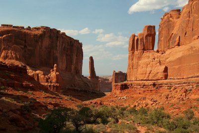 Arches National Park....Hiking down to the Courthouse Towers (1 mile...hot, but happy,  hike)