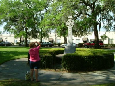 Kathy taking a photo of one of the memorials