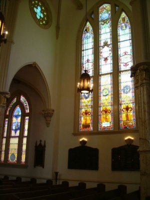 The facing stained glass window