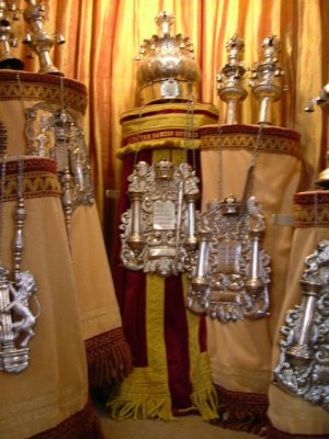 The Torahs in the Ark; they had tours and invited us to come forward and take photos (didn't use a flash sorry about the blur)