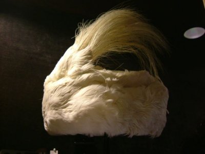 Ice skating hat with fur and feathers