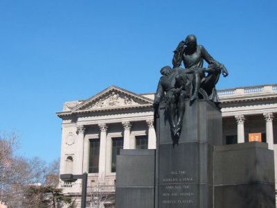 Statue in front of the Free Public Library