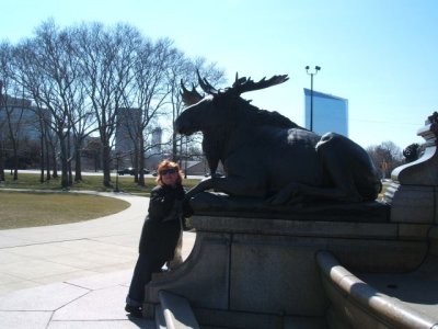 One of the animals in the large statue outside the Museum of Art