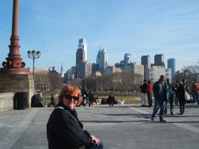See the guy in the Rocky pose behind Kathy?