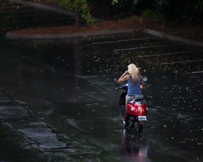 Moped In Rain