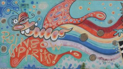 Tatum mural paint-over, Rainbow Liquor