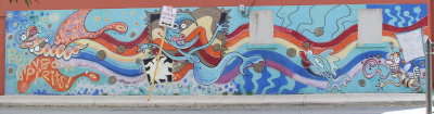Tatum mural paint-over, Rainbow Liquor
