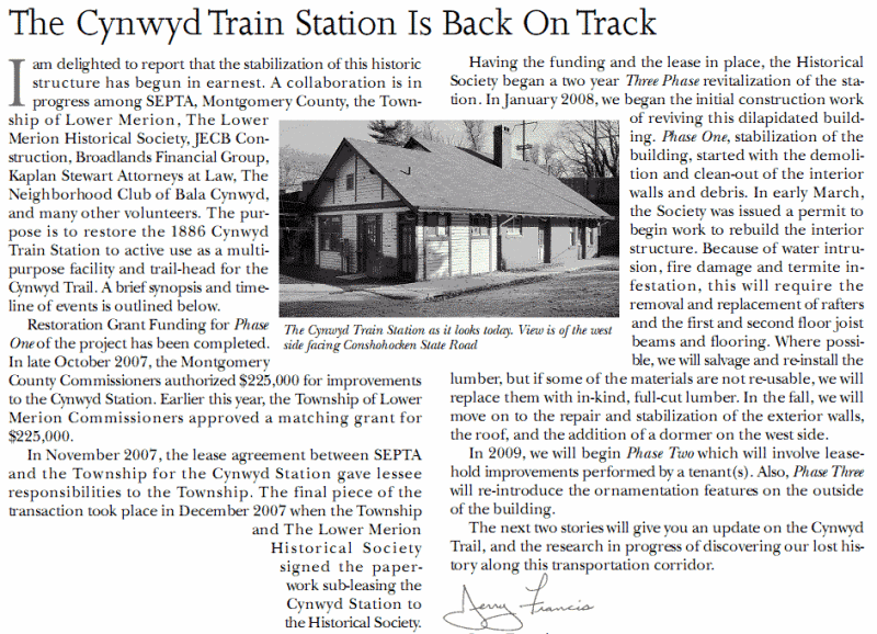 The Cynwyd Train Station is Back on Track