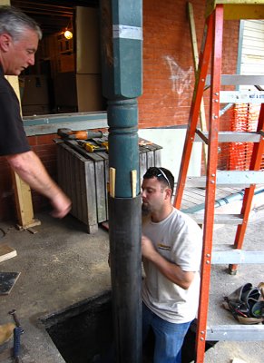 Installing an old post in the new steel base