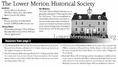 Answers to the questions about Lower Merion