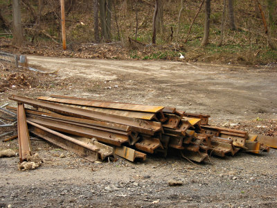 Rails piled up to be carried off and reused