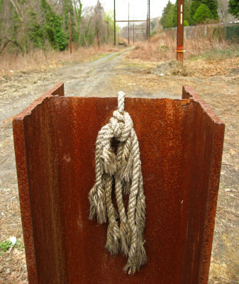 This support for the wires has been cut short and may be dangerous.  It was removed in December 2008.
