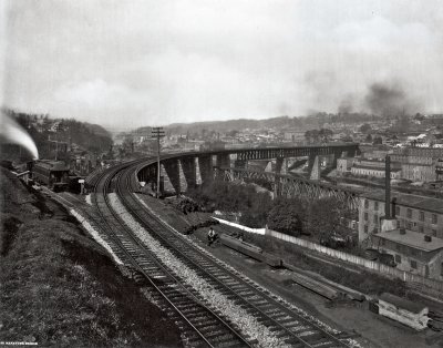 Shortly the railroad must curve to cross the Schuylkill.  Photo no. 92 circa 1891 by H S Rau