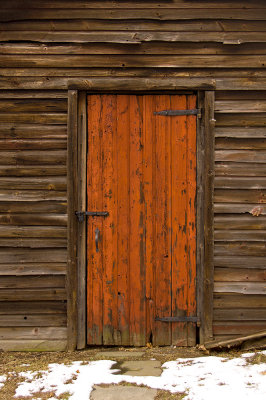 Front door of old cabin at Garretson Historic Farm, Fairlawn, NJ