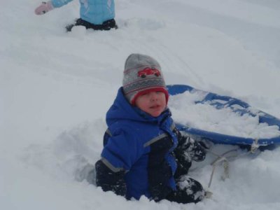 it is hard for little ones to get around in a foot of snow