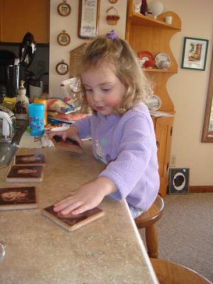 big girl on the kitchen stool