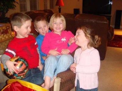 cooper and kendall and the kids share a laugh