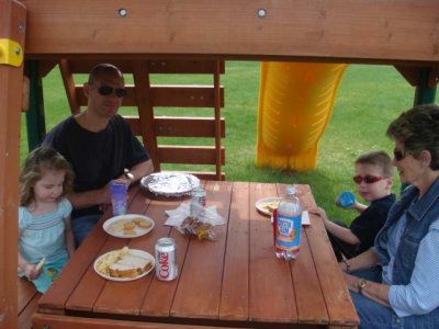 joey's 4th birthday- lunch under the swingset