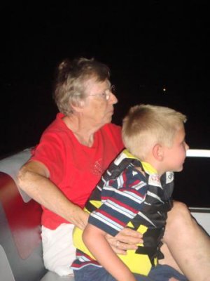 observing fireworks from the pontoon