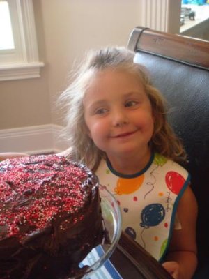 eyeing her chocolate!