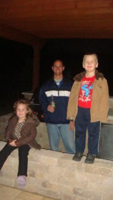 our first night using the grill (looks a bit different than summer with coats and no light!)