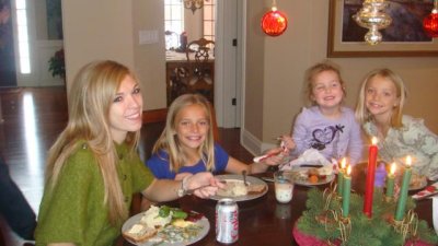 christmas dinner with maggie, grace, e, and olivia