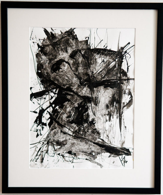 autoritratto oscuro, ink on paper,48x36 (sold)