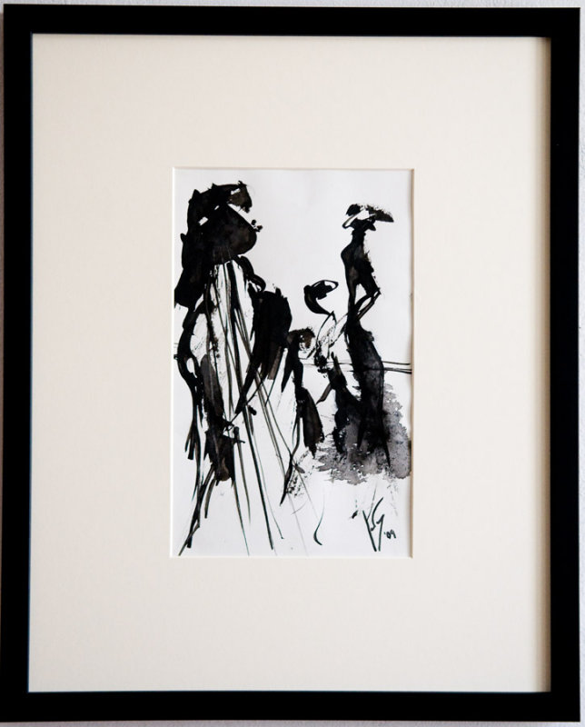 passeggiata, ink on paper, 30x19 (sold)