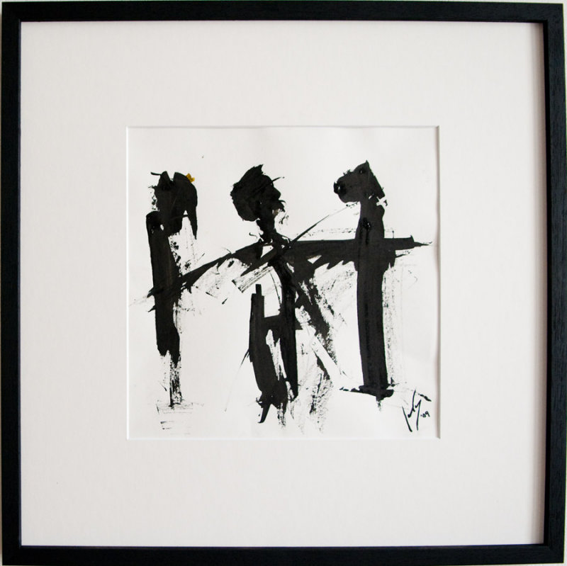 tre figure, ink on paper, 30x30 (sold)