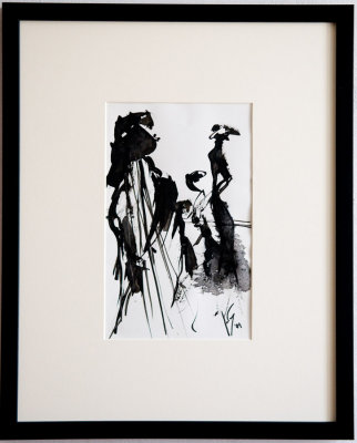 passeggiata, ink on paper, 30x19 (sold)