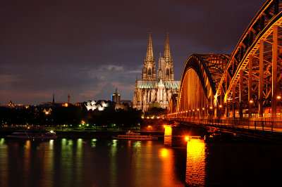 Cologne Cathedral bridge view night shot