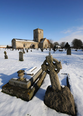 Snow at St Mary's Church, Cholsey, UK