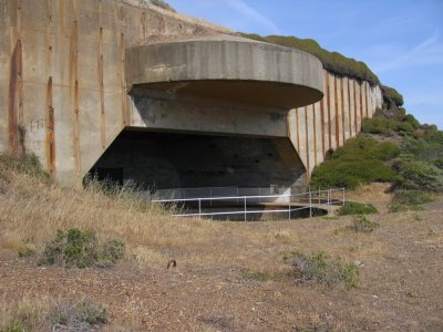 Townsley casemate no 1, May 2008. Traces of camouflage still visible below curved canopy.