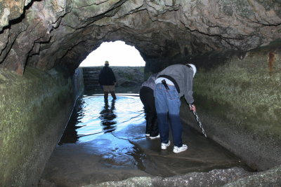 Inside the channel, opening to catch basin