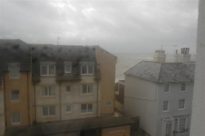 View from Lorraine and Gareths fourth floor flat on a stormy day. On a clear day France can be seen in the distance.