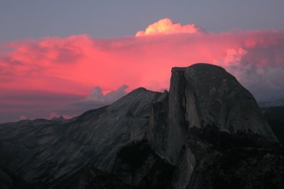 Stormy sunset view of Half Dome